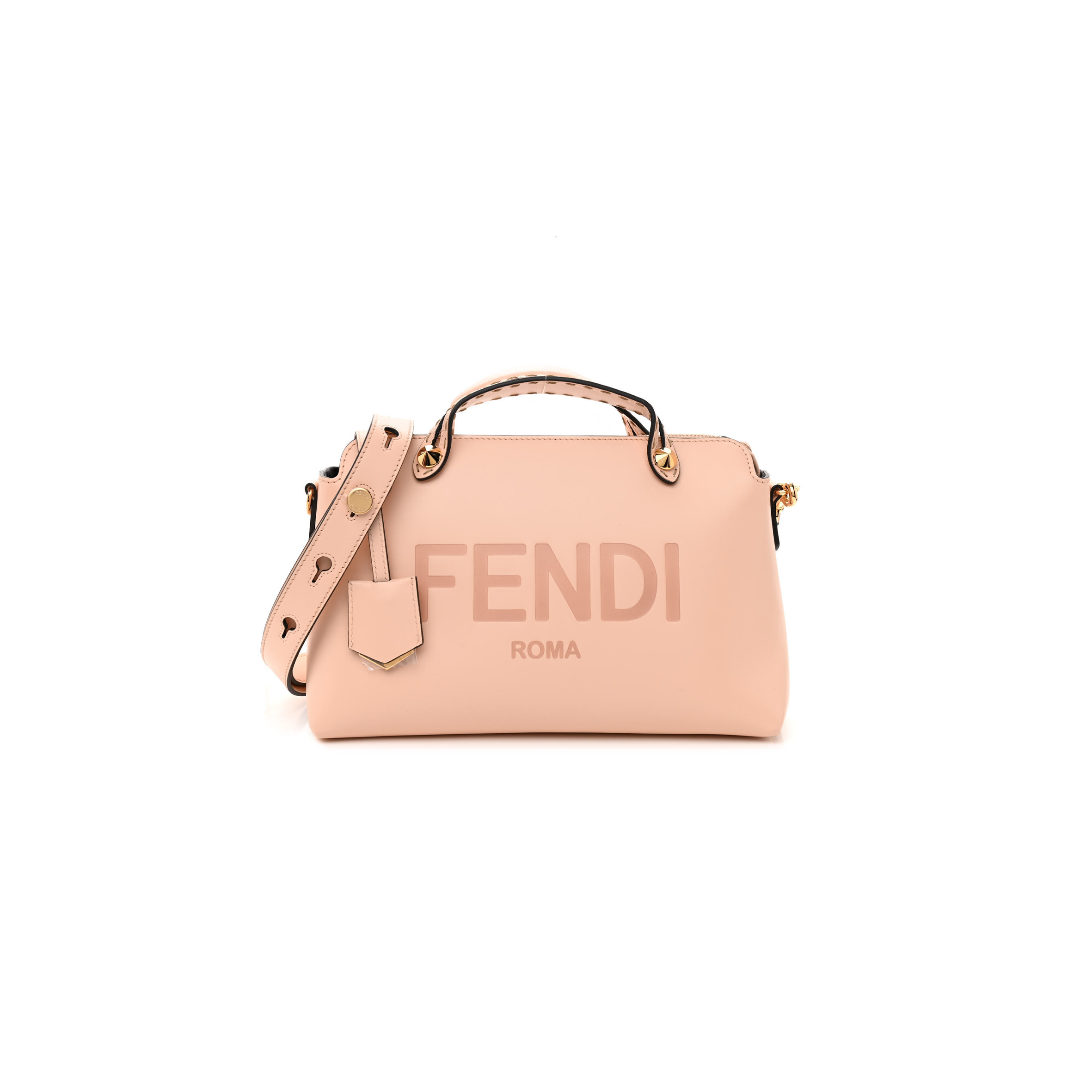 F**di vitello king logo embossed medium by the way boston bag light rose (27*18*12cm)
